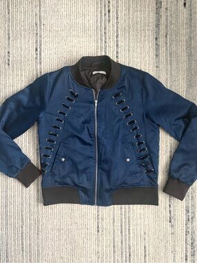 Glamorous Navy Quilted Bomber Jacket Size M